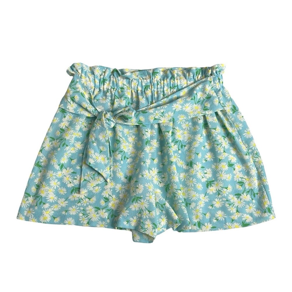 BCBGeneration‎ Shorts Womens M Blue Retro Floral Daisy Cottagecore Coquette Boho